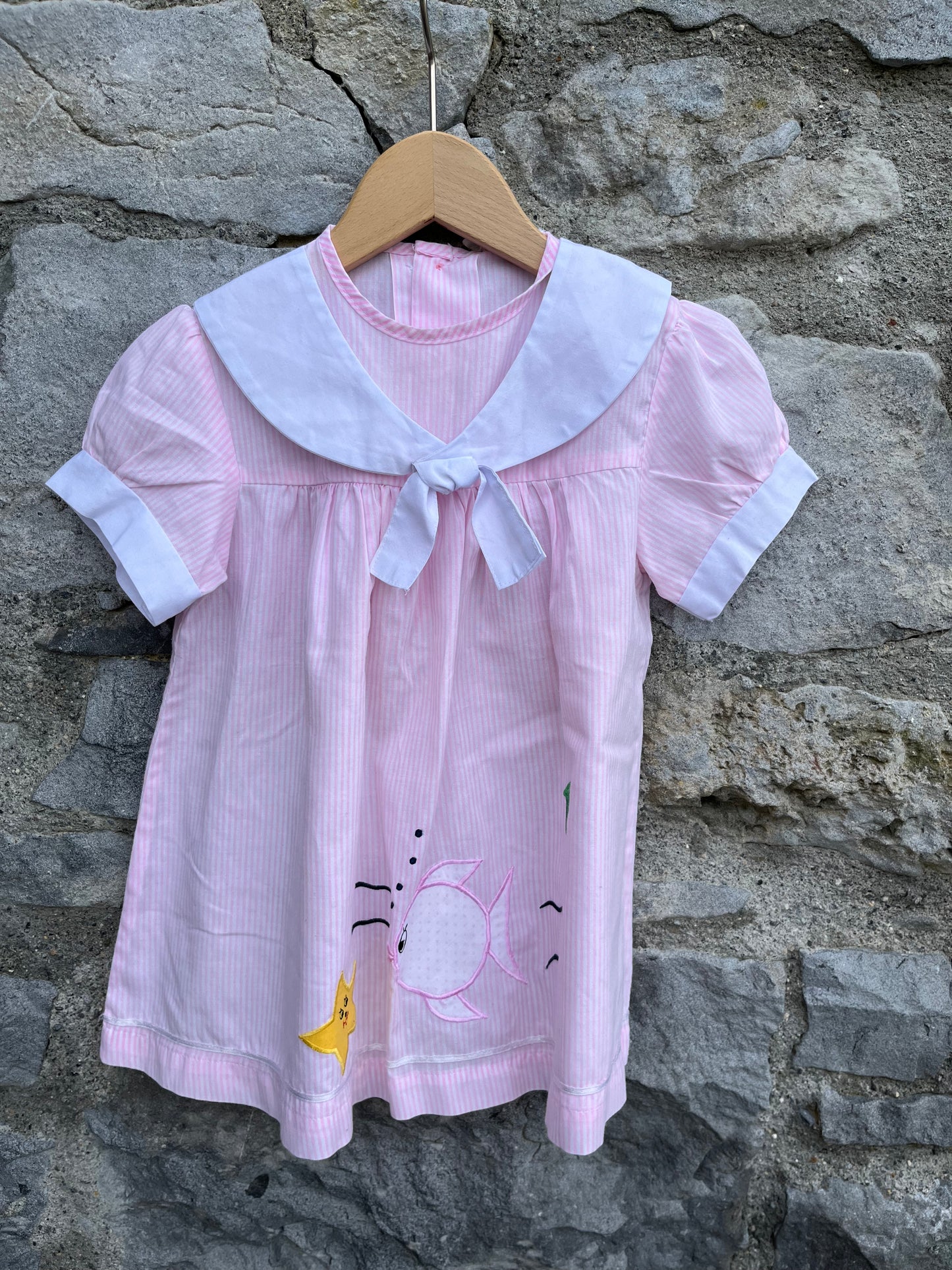 90s pink stripy dress  12-18m (80-86cm)