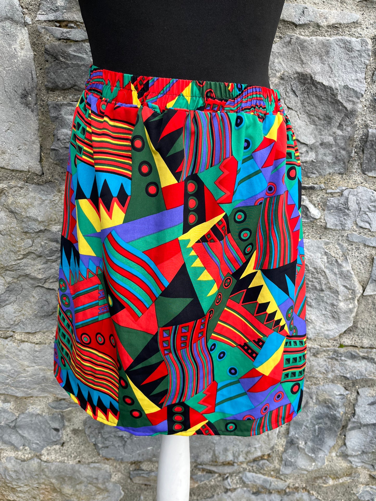 80s colourful geometric skirt uk 8-10