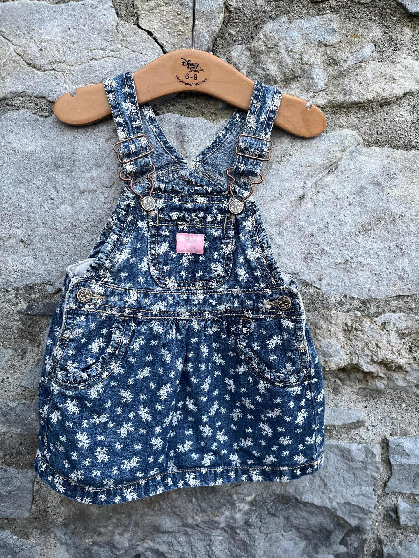 Denim floral pinafore   12-18m (80-86cm)