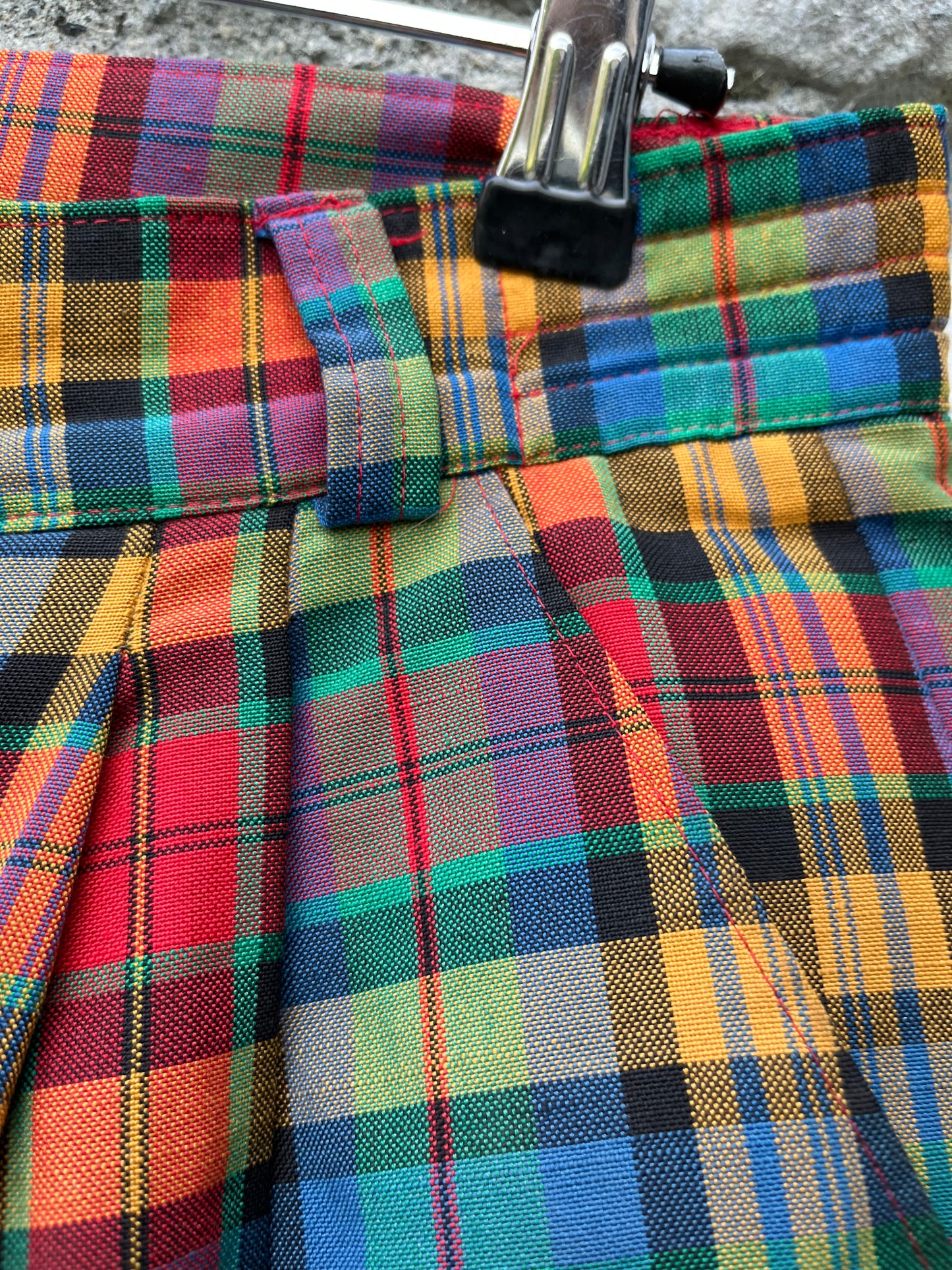 80s Green&orange tartan shorts uk 12-14