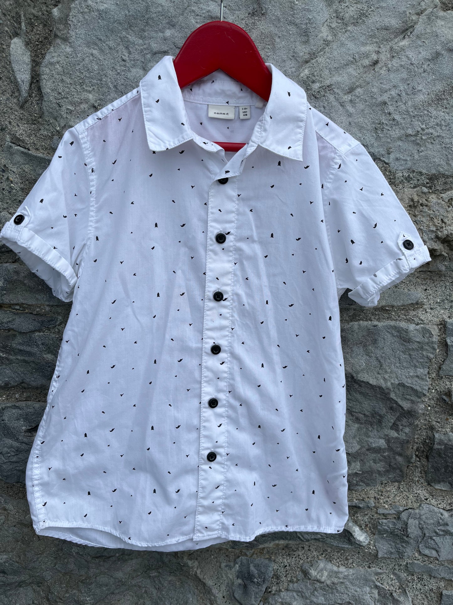 Spotty white shirt    7-8y (122-128cm)