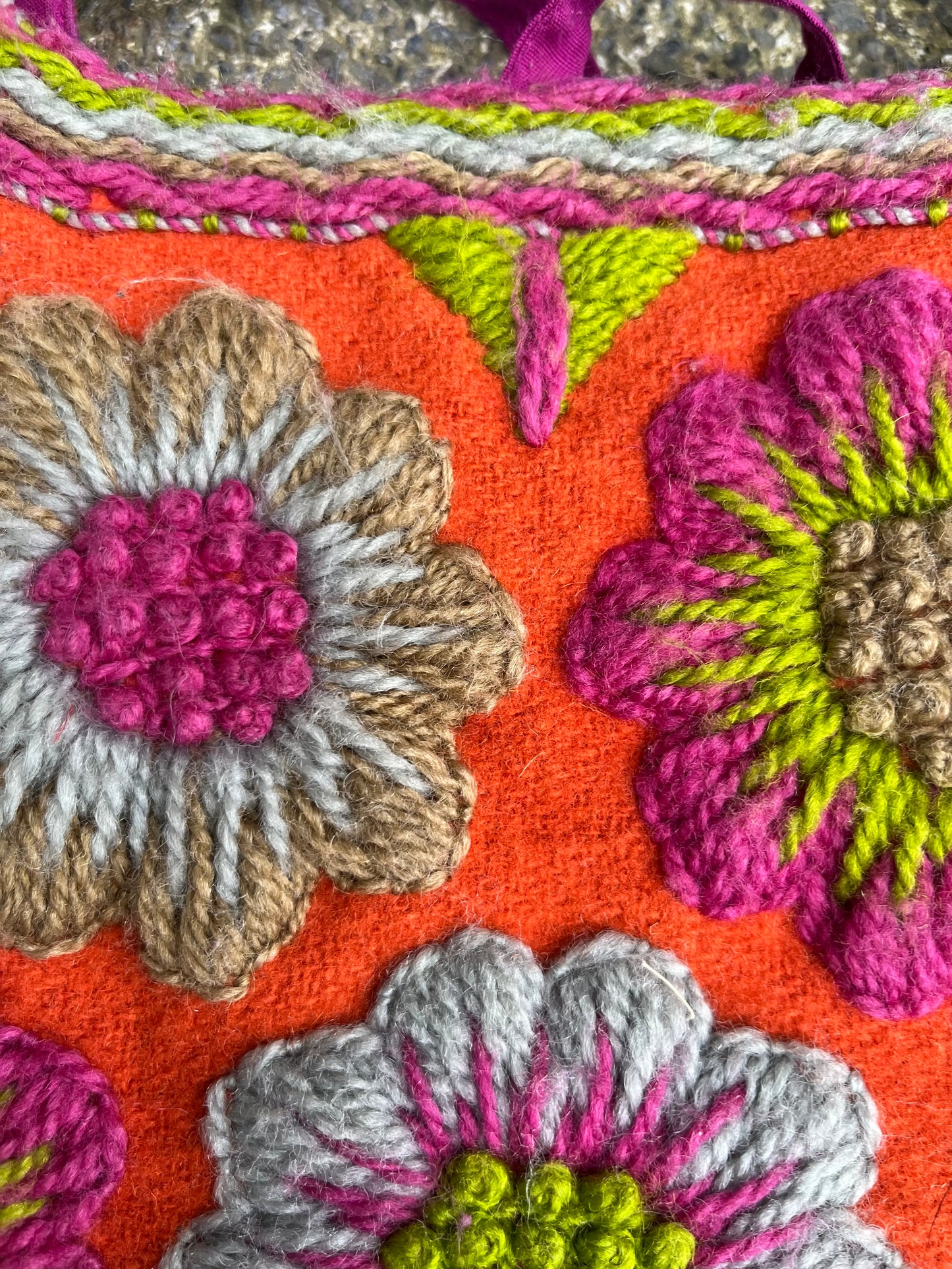 Orange&pink embroidered bag