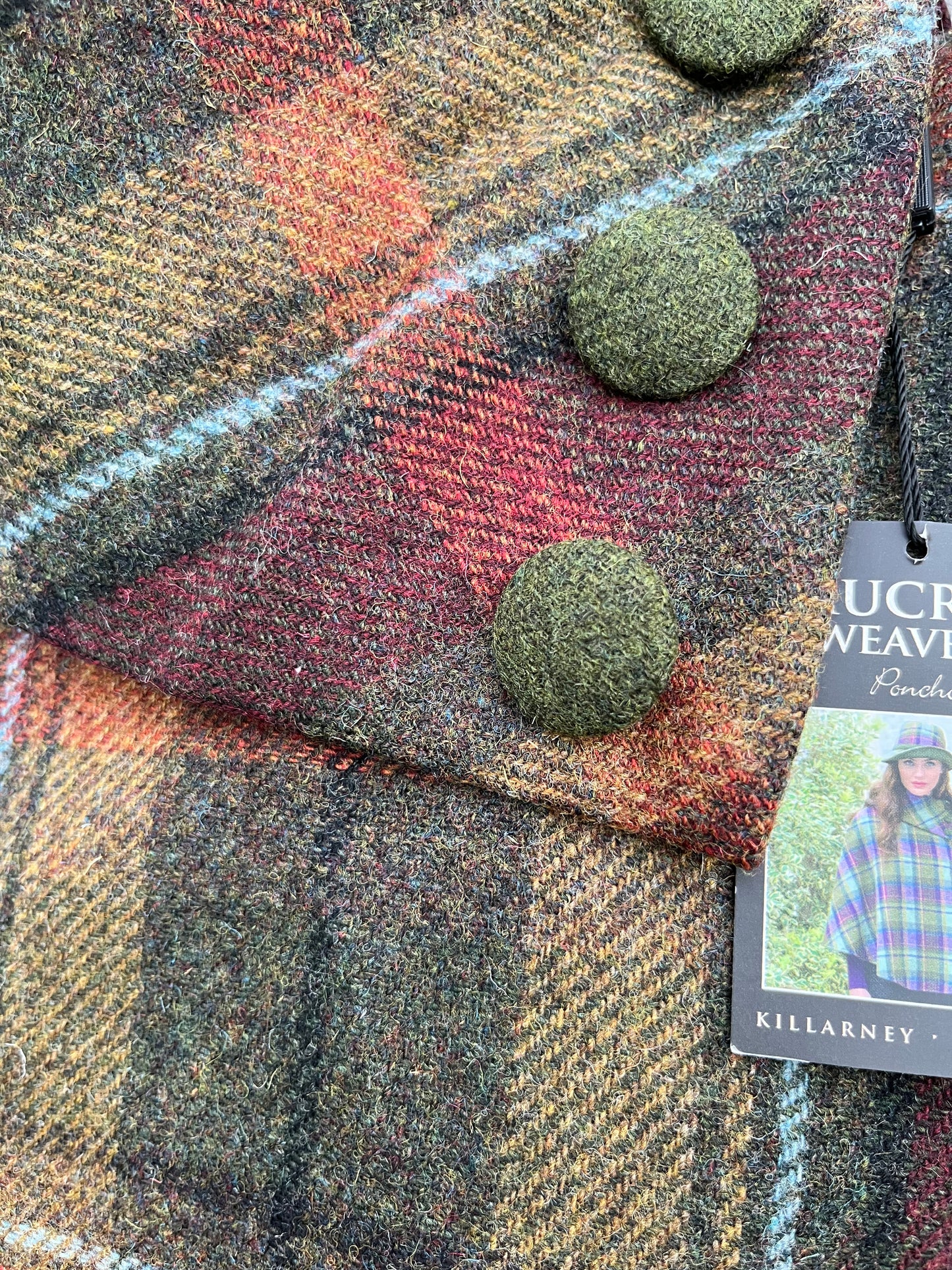 Tartan poncho with a hat