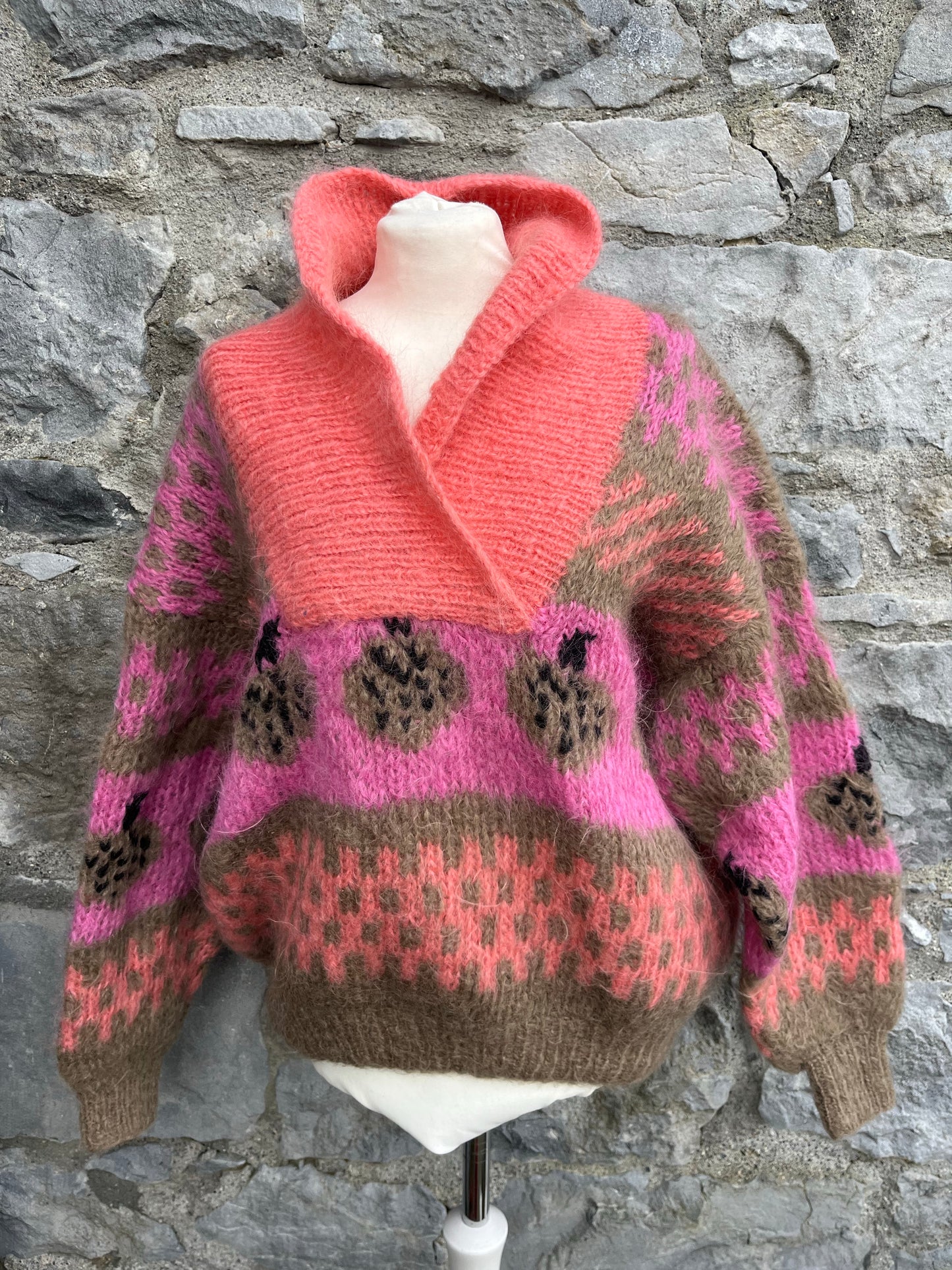 80s pink&brown jumper uk 12-16