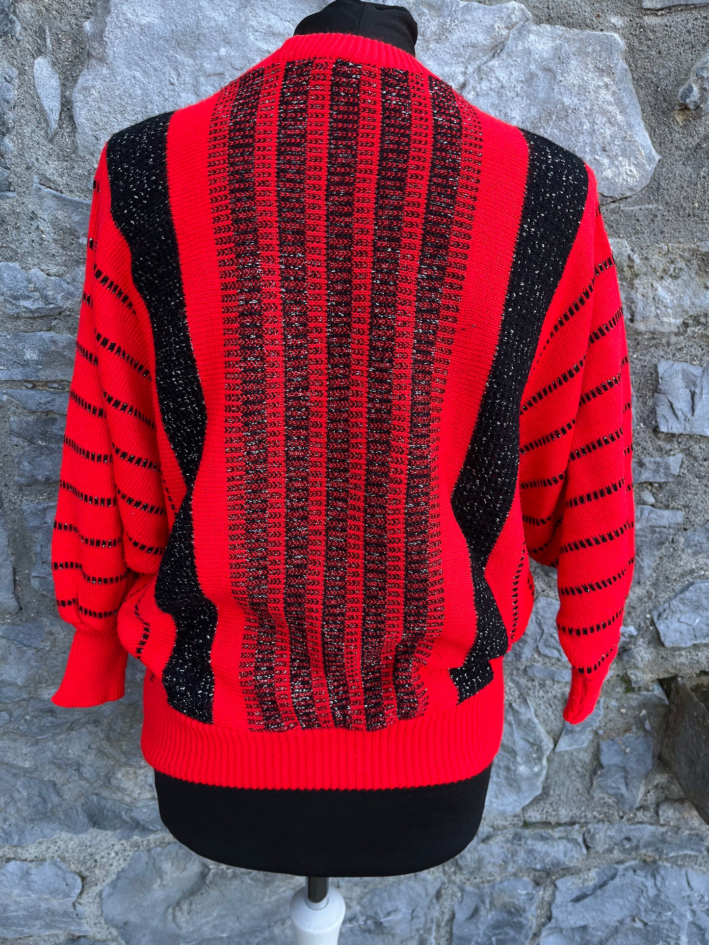 80s red stripy jumper uk 10-12