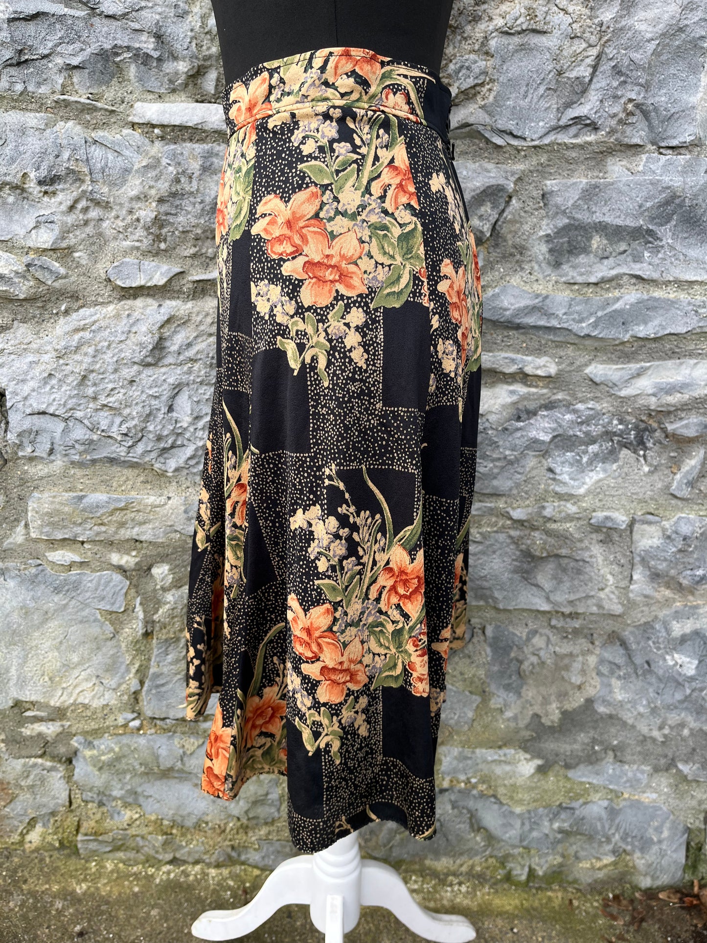 80s floral A-line skirt uk 8