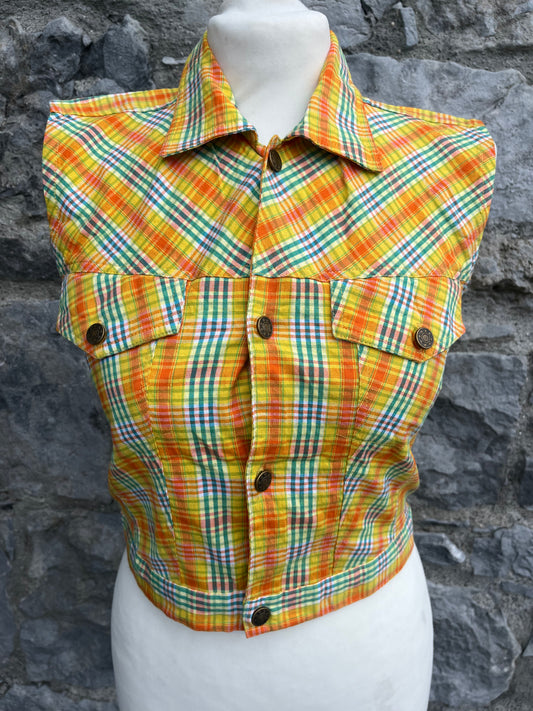 Yellow&green check top uk 6-8