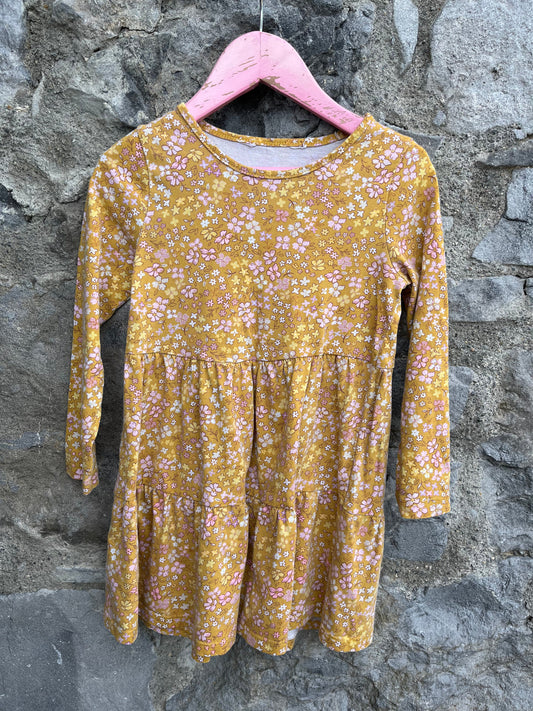 Mustard floral dress   9-10y (134-140cm)