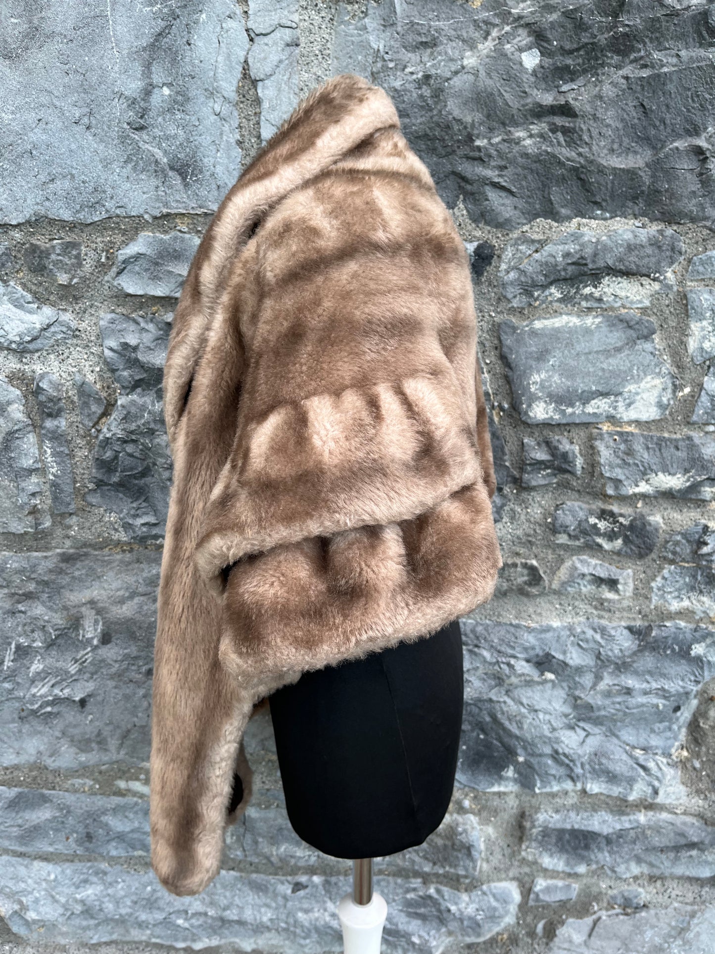 70s brown faux fur cape uk 8-12