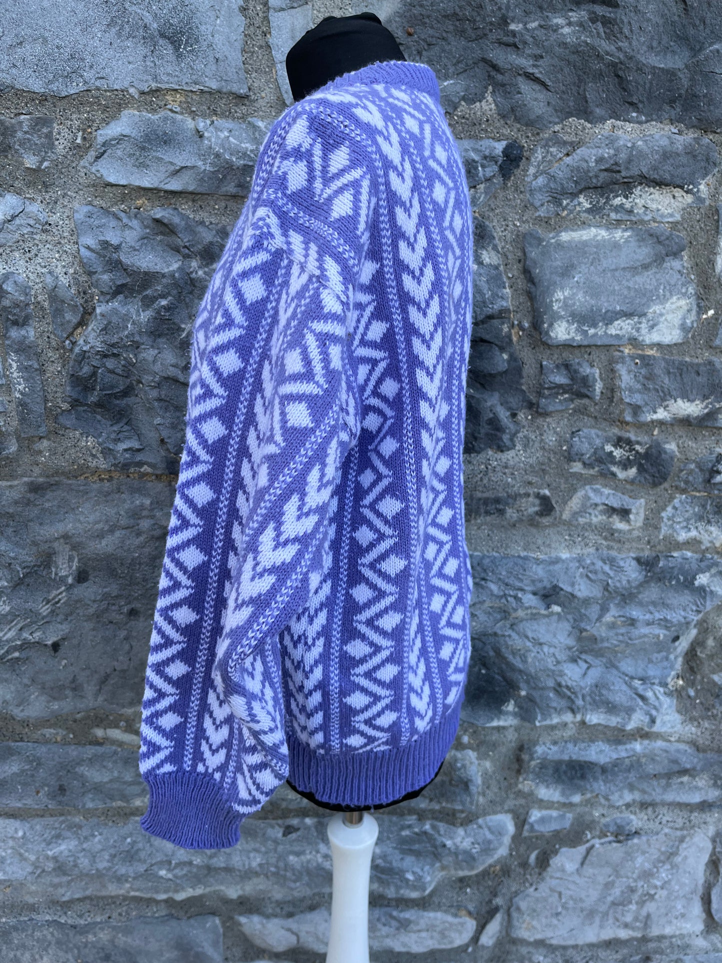 80s blue geometric jumper uk 10-12