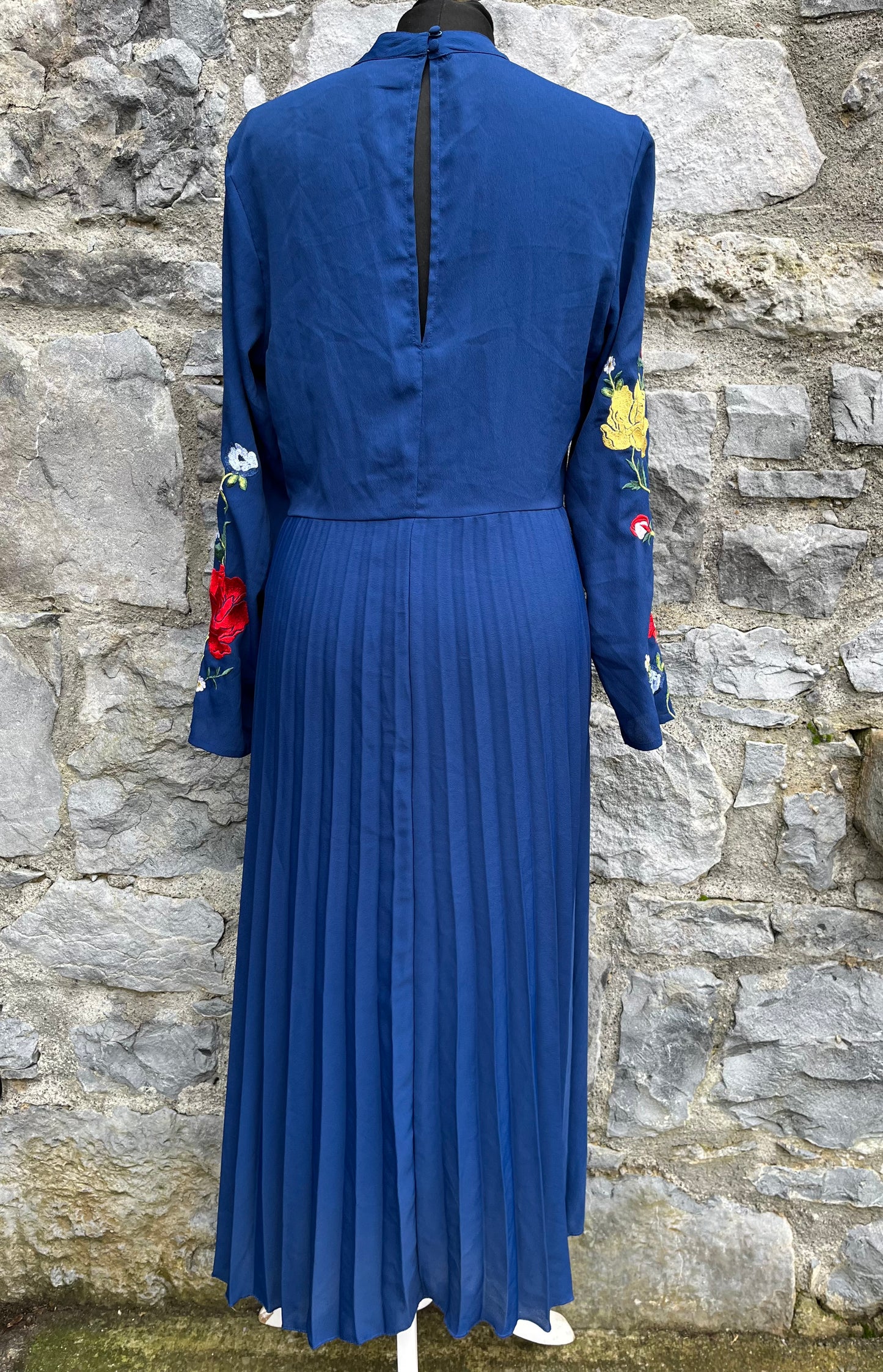 Navy floral embroidered dress uk 10-12