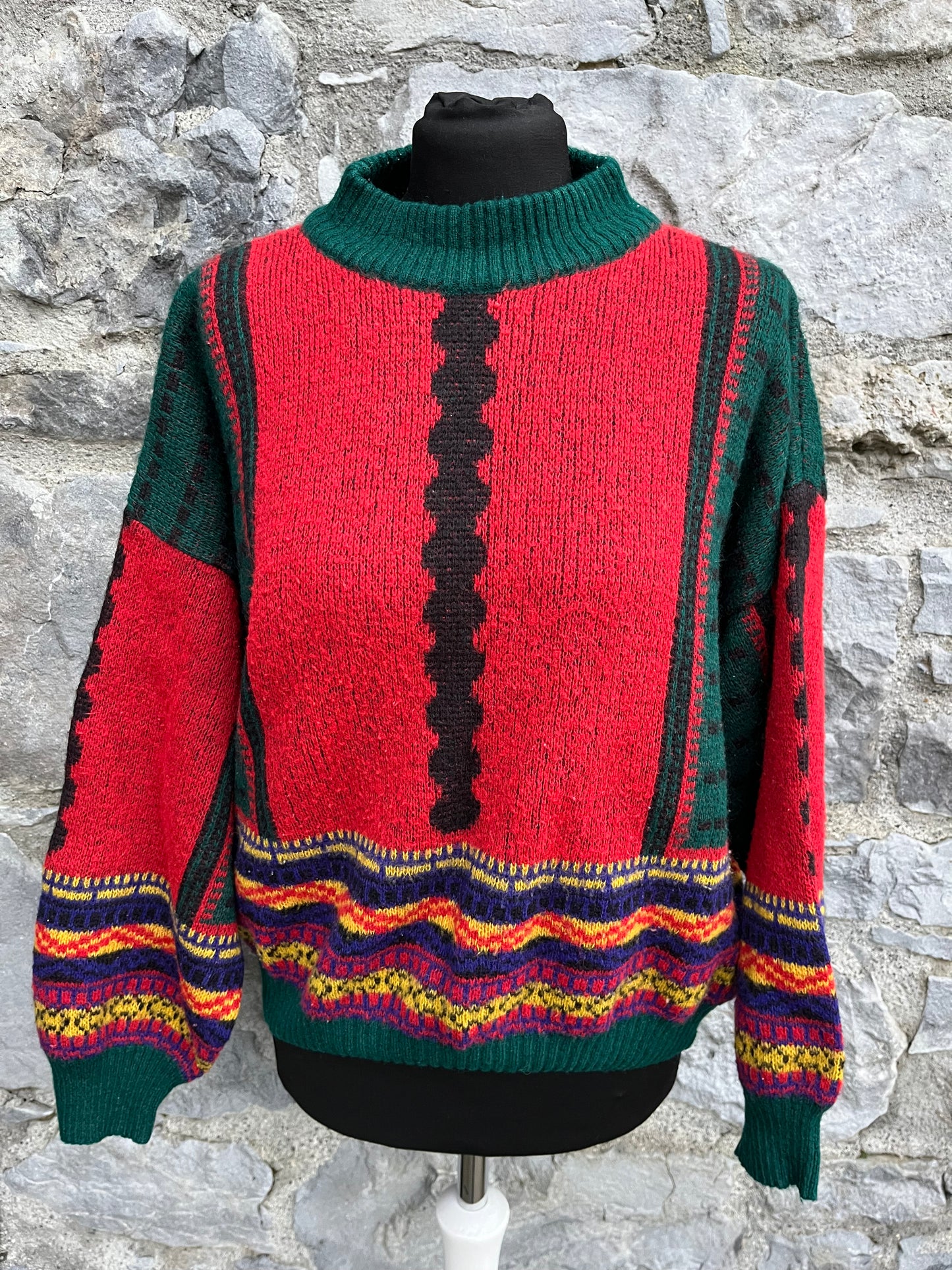 80s red folk jumper uk 14