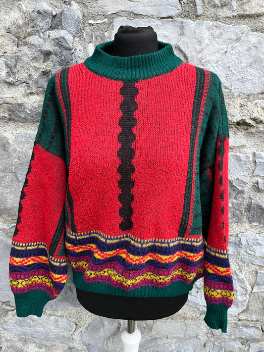 80s red folk jumper uk 14