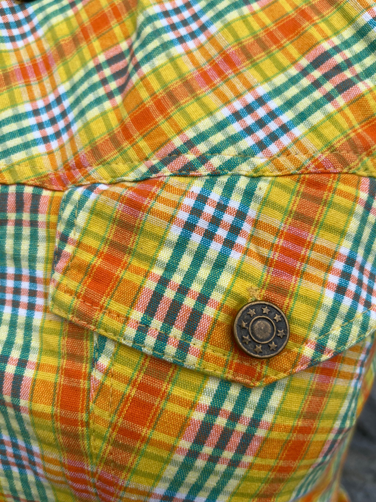 Yellow&green check top uk 6-8