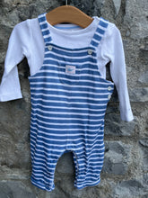 Load image into Gallery viewer, Stripy dungarees&amp;vest   3-6m (62-68cm)
