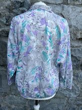Load image into Gallery viewer, Grey&amp;purple floral blouse uk 14
