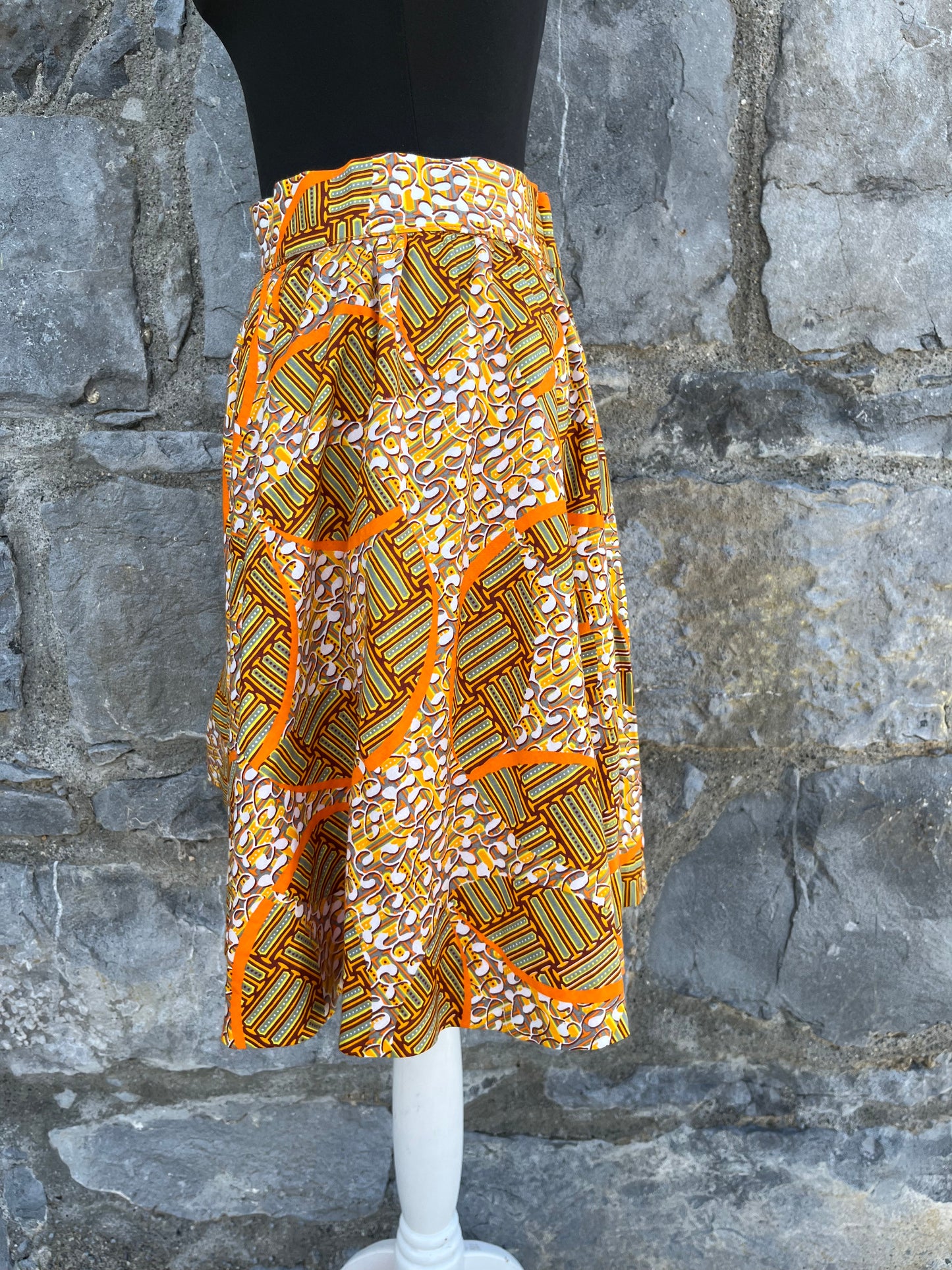 Orange African print skirt uk 8