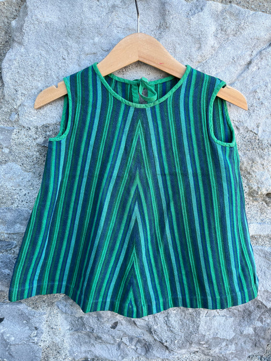 Green stripy dress   3-6m (62-68cm)