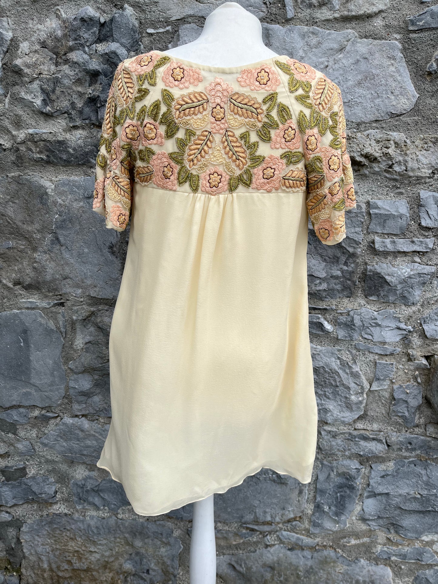 Beige tunic with beaded sleeves uk 8-10