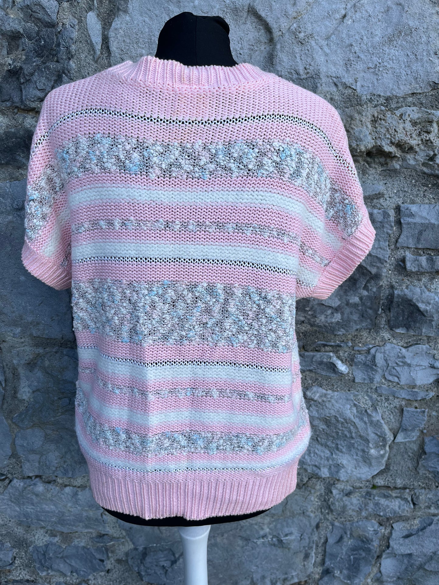 Pink knitted short sleeve jumper uk 10-14