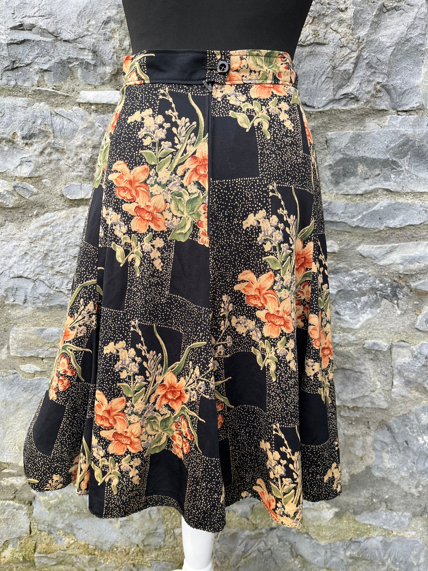 80s floral A-line skirt uk 8