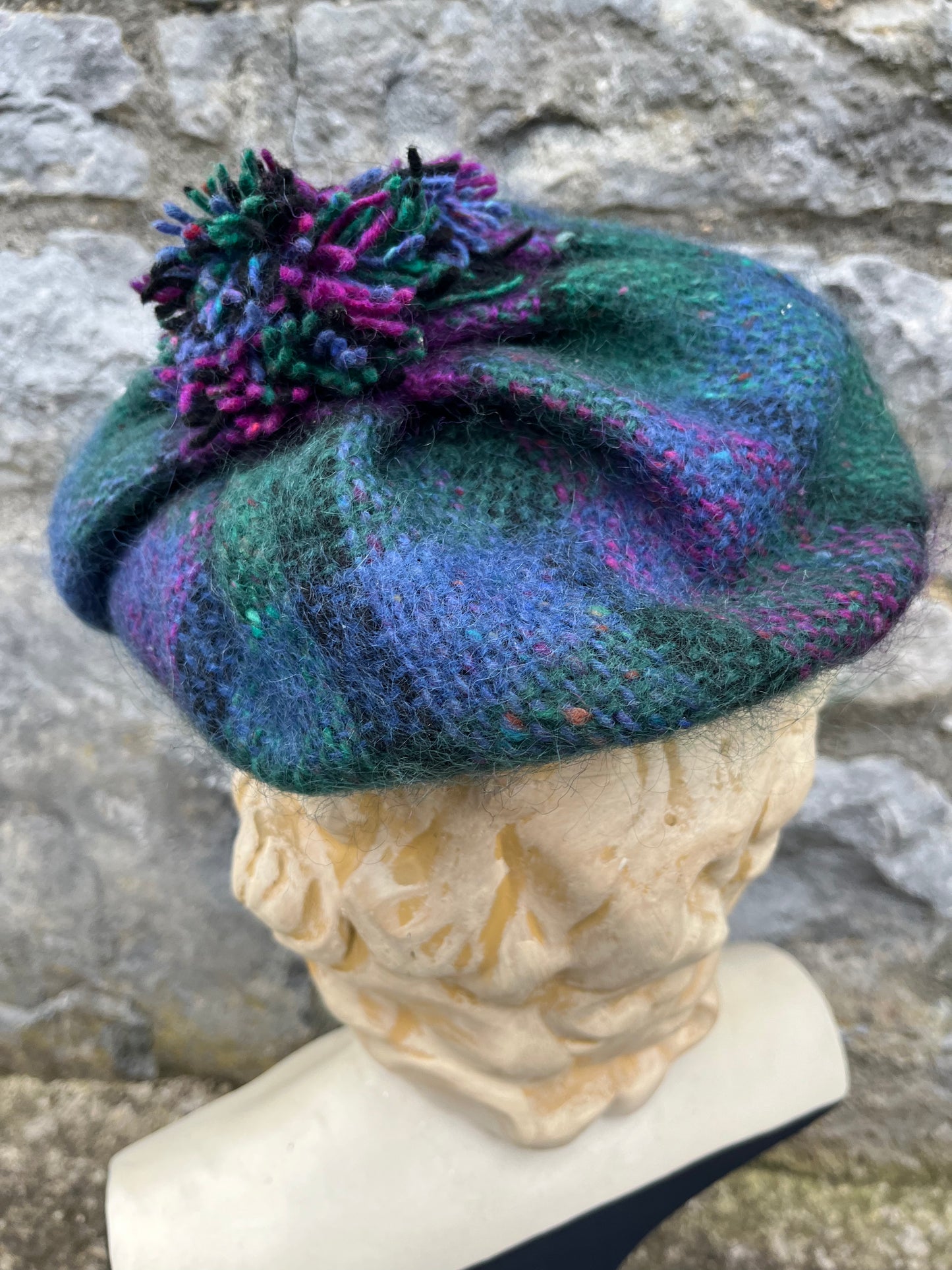 Teal&purple Mohair hat