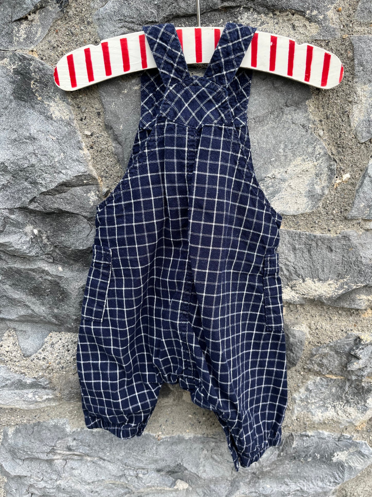 Navy check dungarees   0-1m (50-56cm)