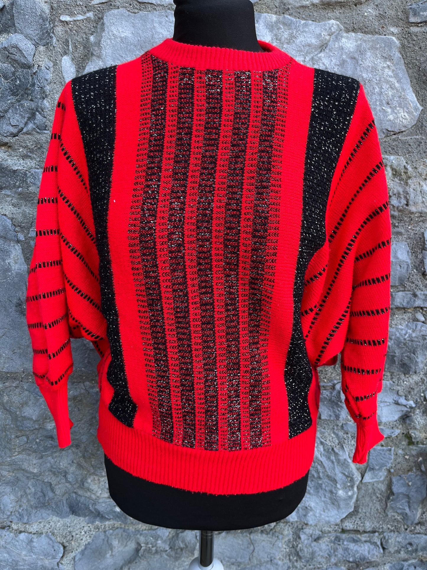 80s red stripy jumper uk 10-12