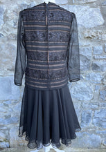 Load image into Gallery viewer, Black embroidered dress uk 8-10
