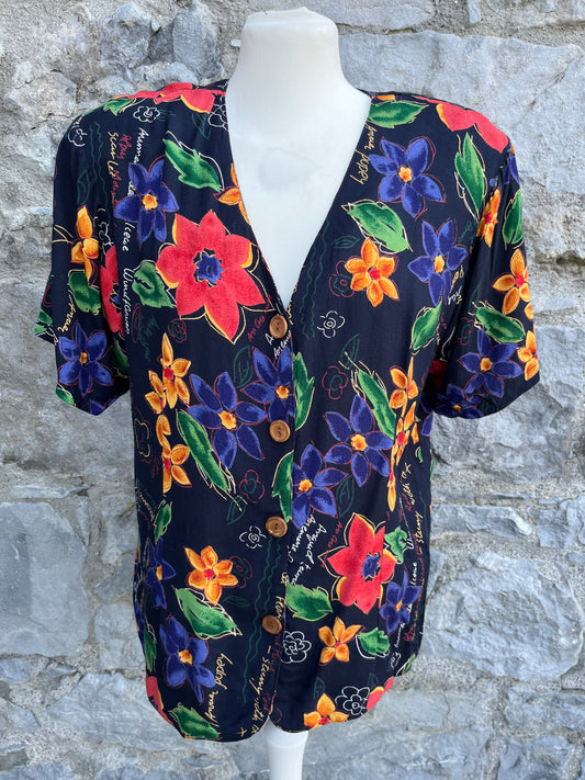 80s floral blouse uk 12