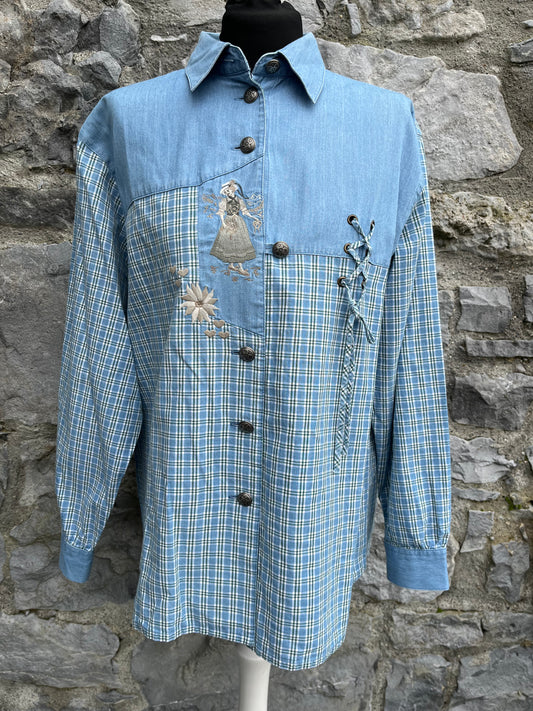 80s denim kitsch shirt uk 10-12