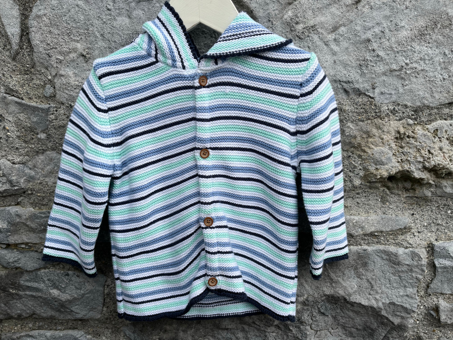 Stripy hooded cardigan  3-6m (62-68cm)