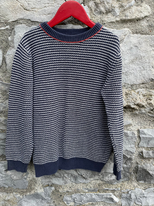 Navy stripy jumper   7y (122cm)