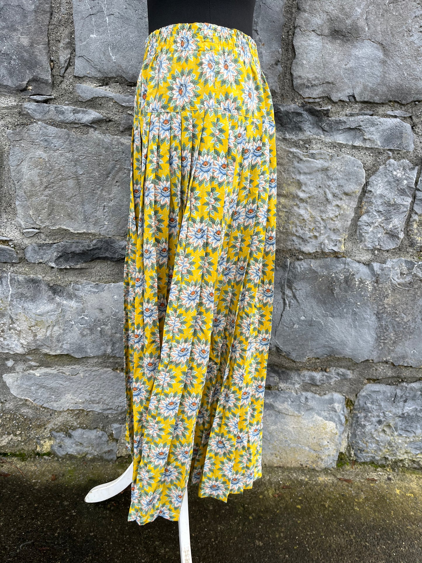 90s yellow floral skirt uk 12