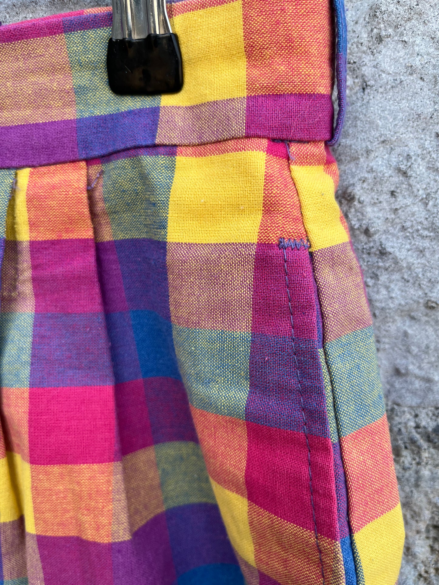 80s rainbow check shorts uk 8