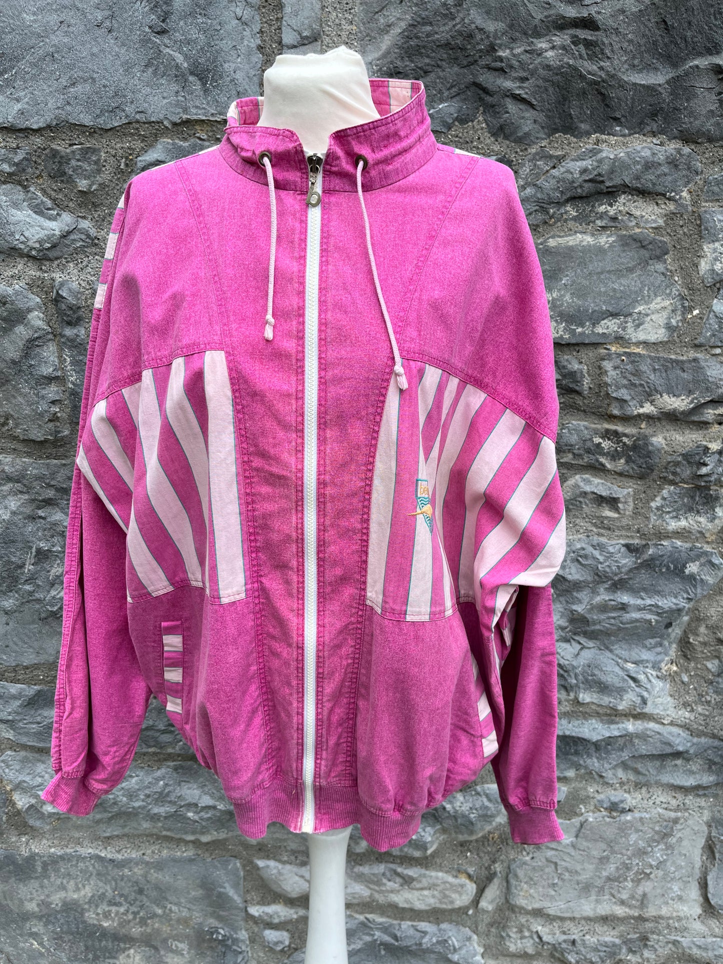 80s pink stripy jacket S/M