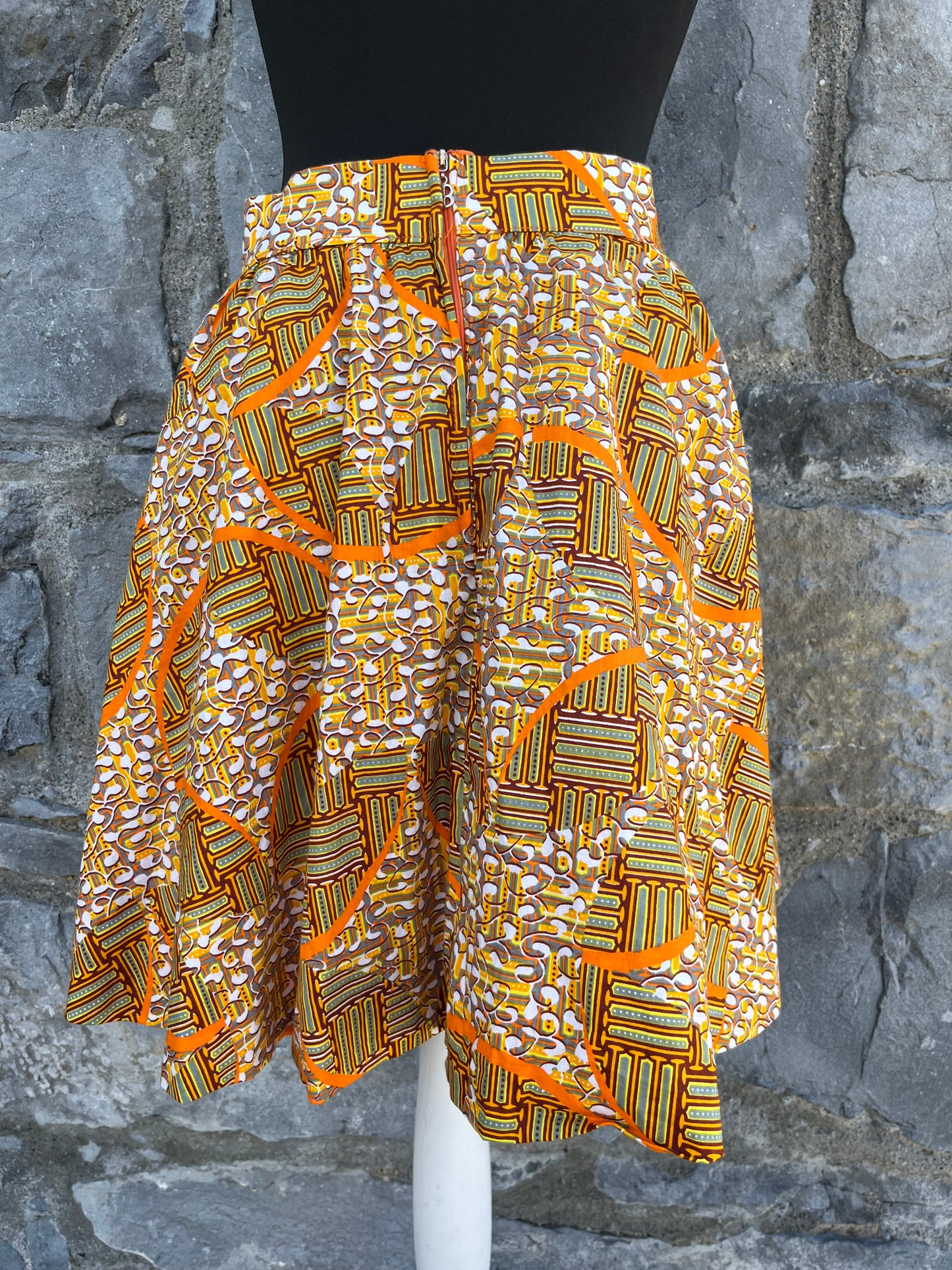 Orange African print skirt uk 8