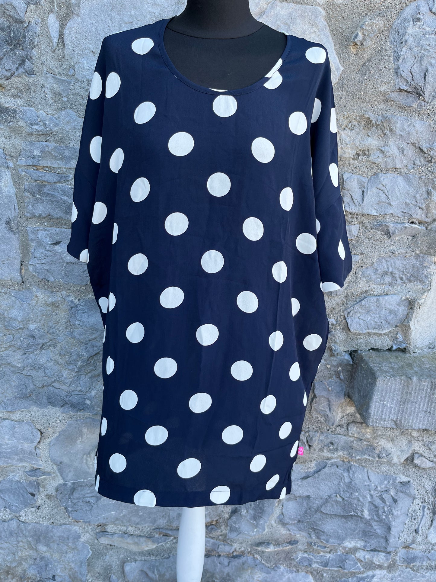 Navy dots oversized tunic   uk 10-12