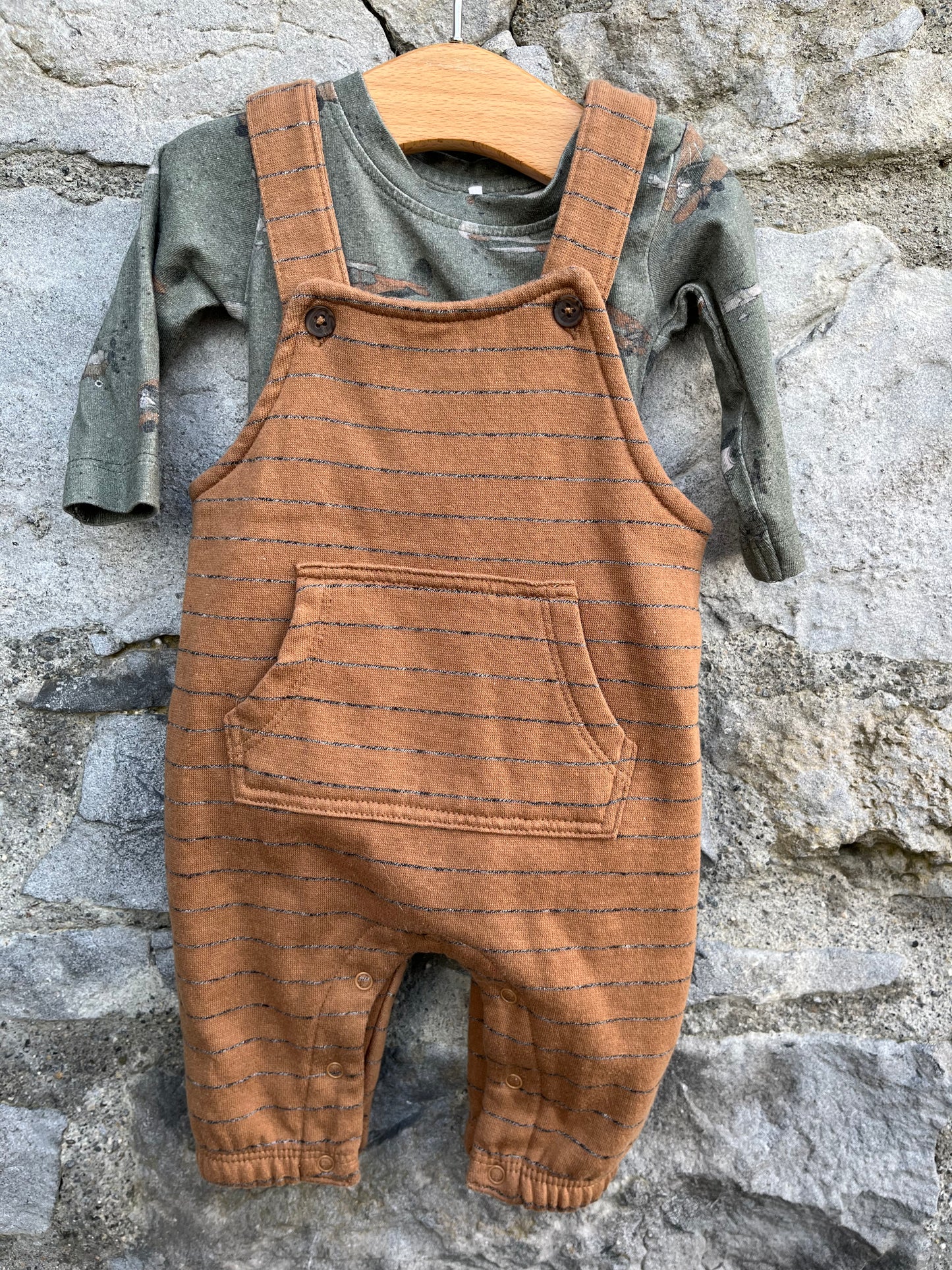 Planes khaki vest&dungaress  0-1m (50-56cm)