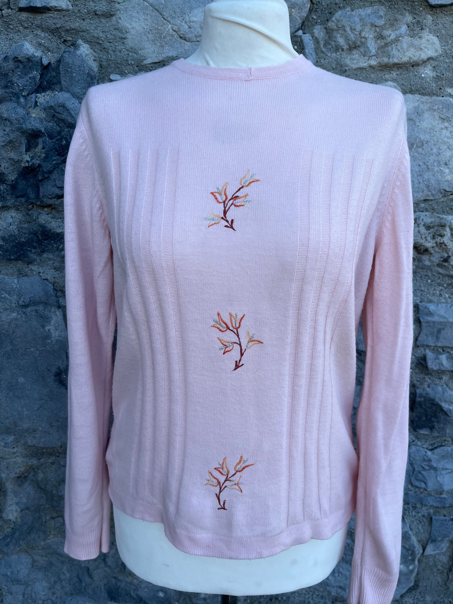 Pink embroidered jumper uk 8-10