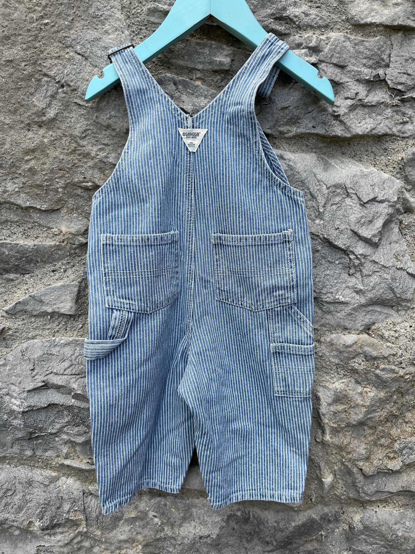 Stripy denim dungarees   6-9m (68-74cm)