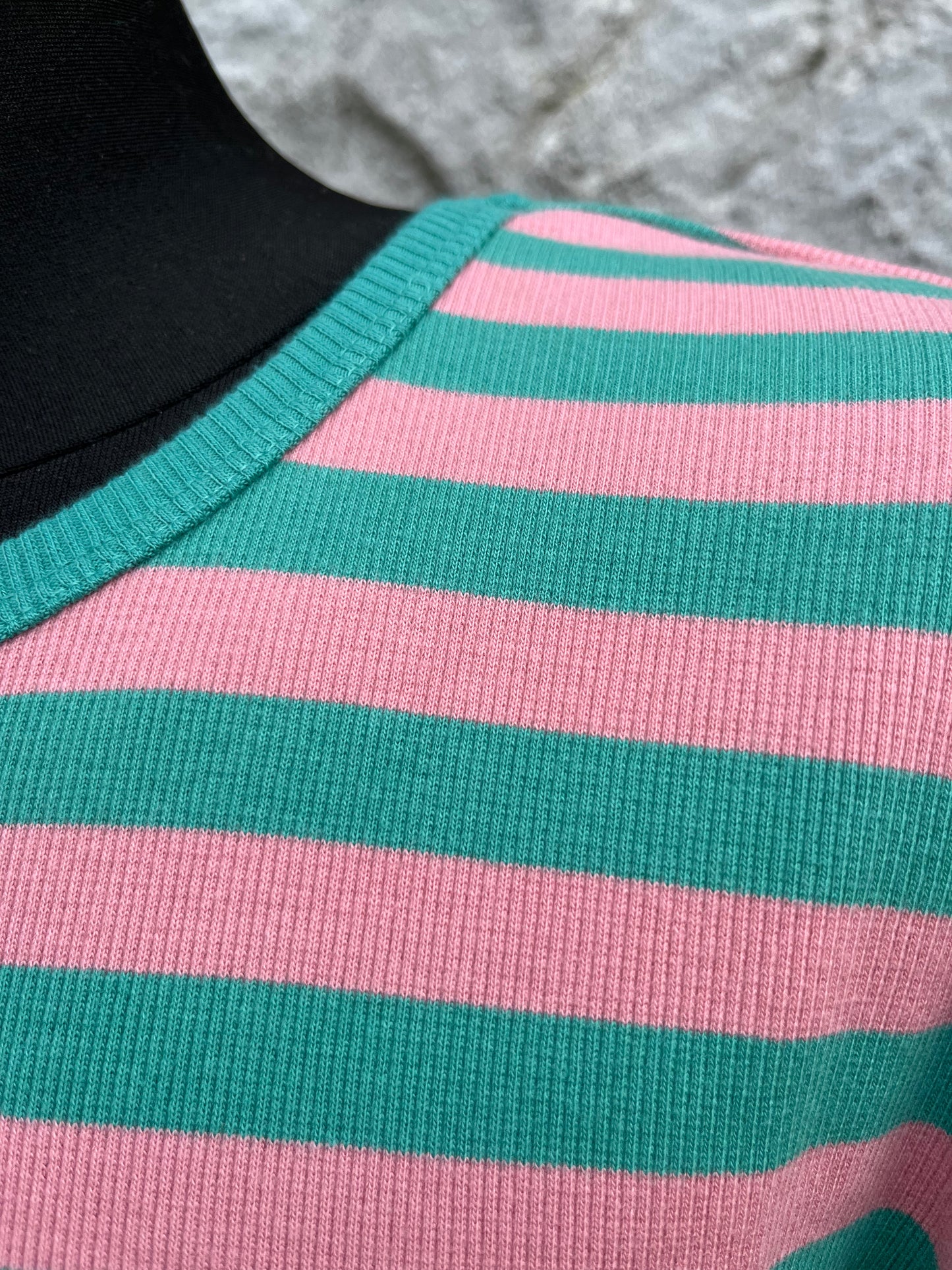 Green&pink stripy dress uk 8-10