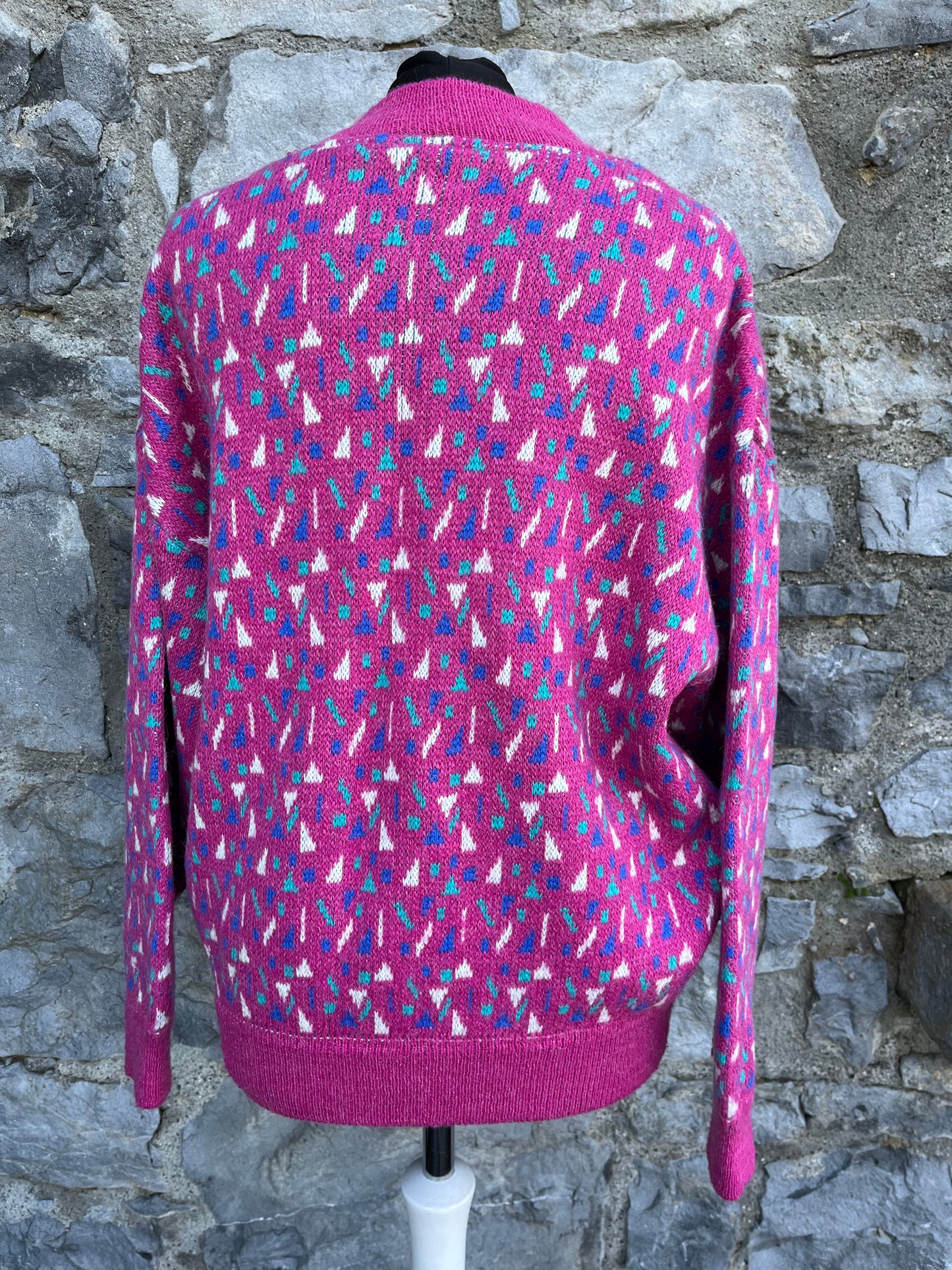 80s pink woolly jumper uk 14-16