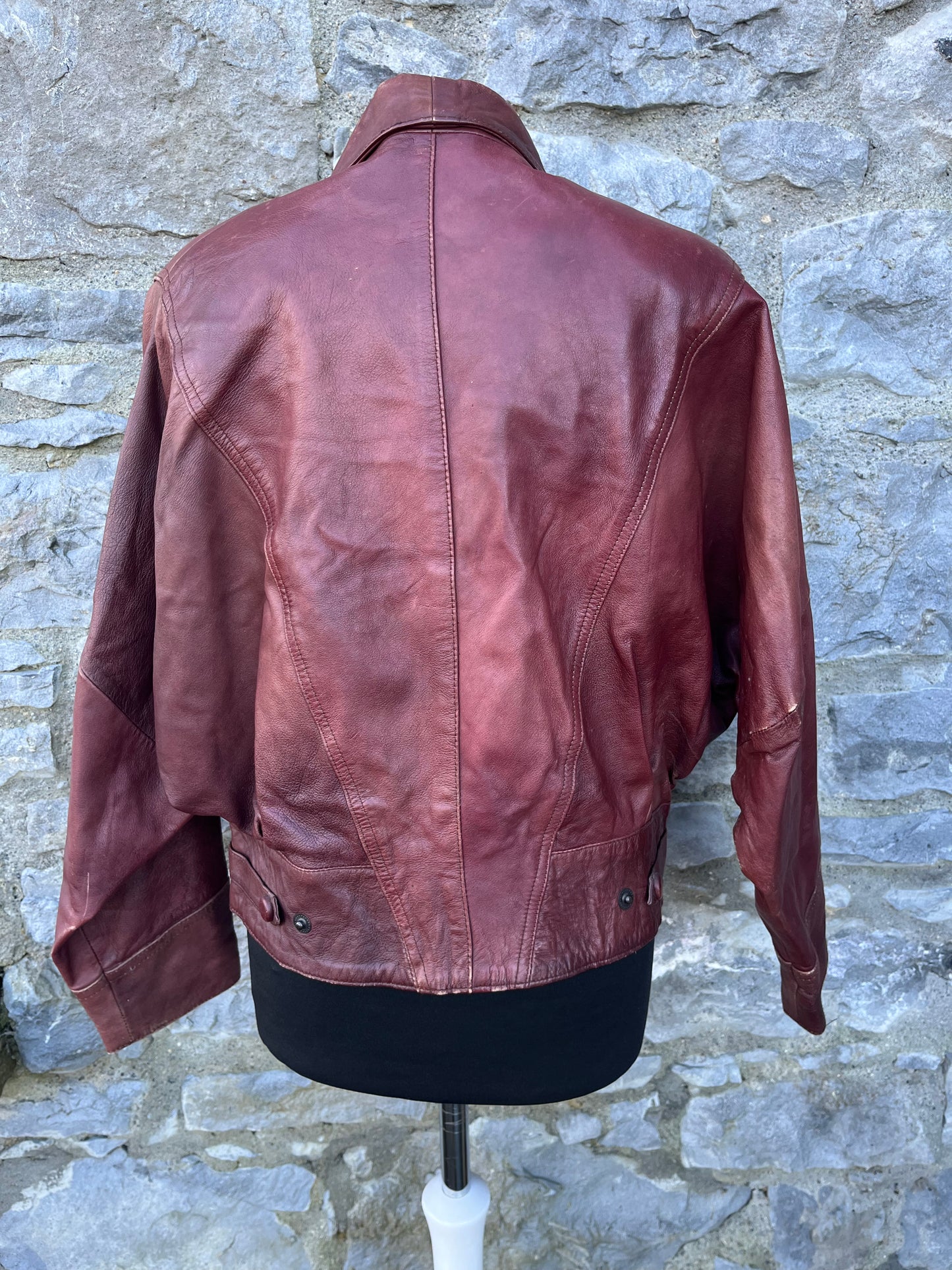 80s maroon leather jacket uk 12-14