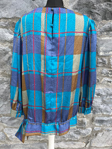 80s blue check top uk 12-14