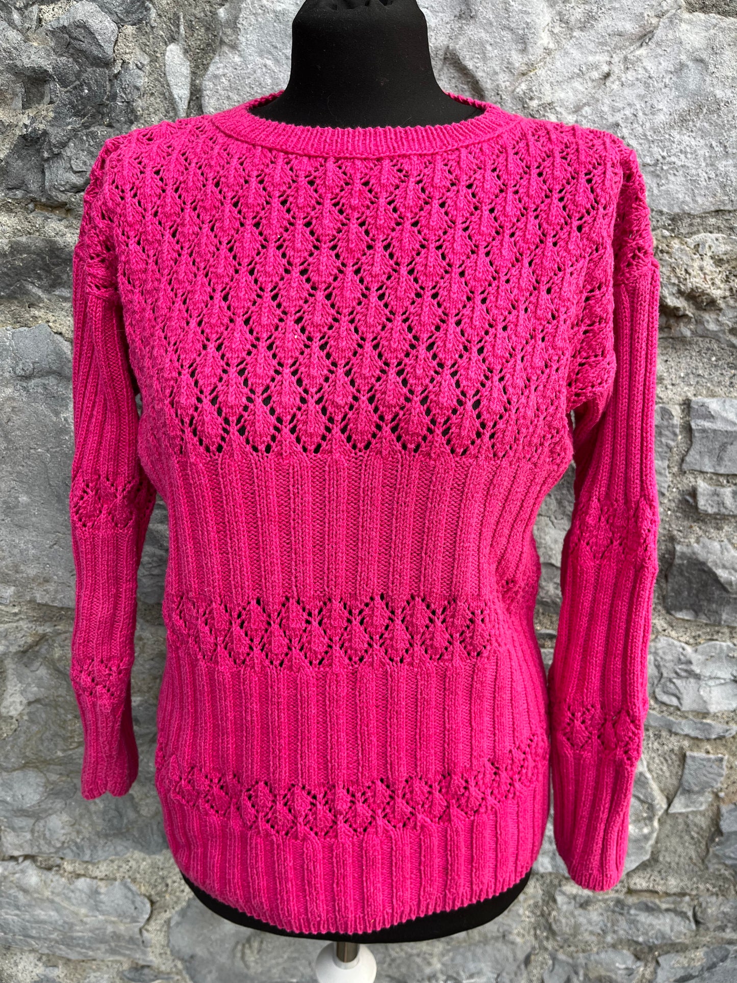 90s pink pointelle jumper uk 10-12