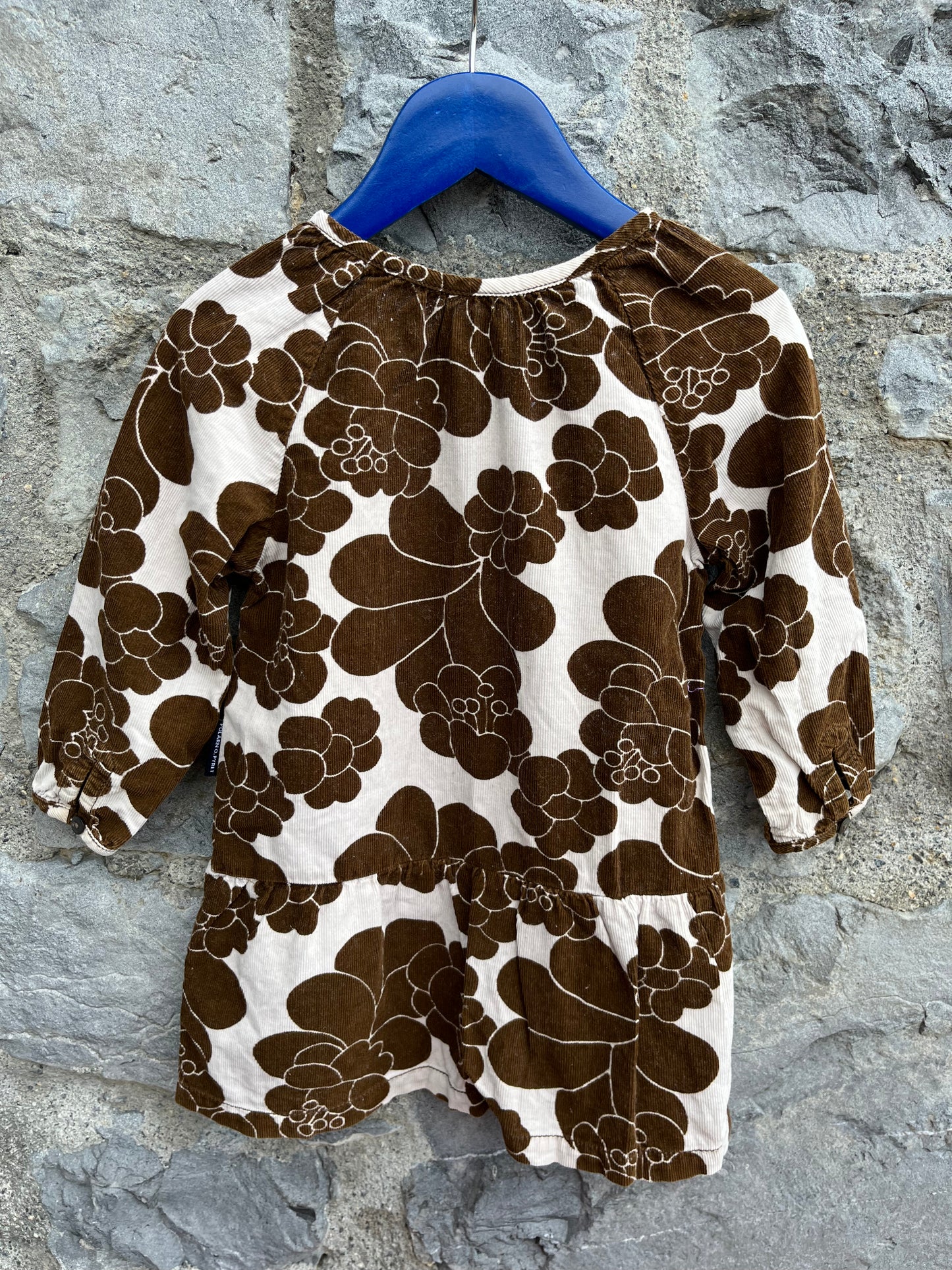 Brown flowers cord dress   12-18m (80-86cm)