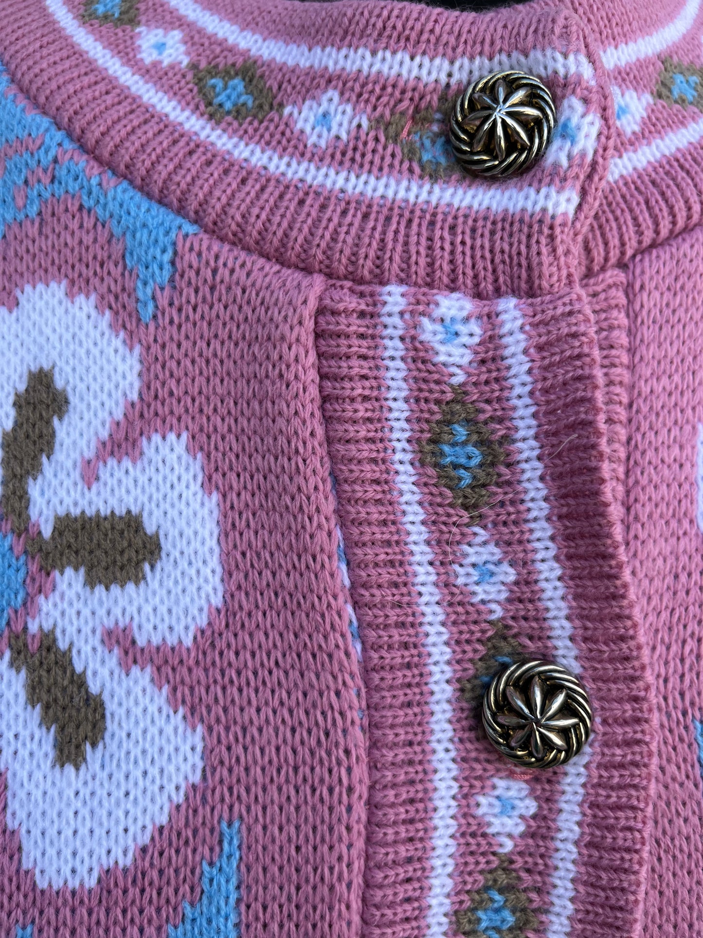 80s pink floral cardigan uk 10-12