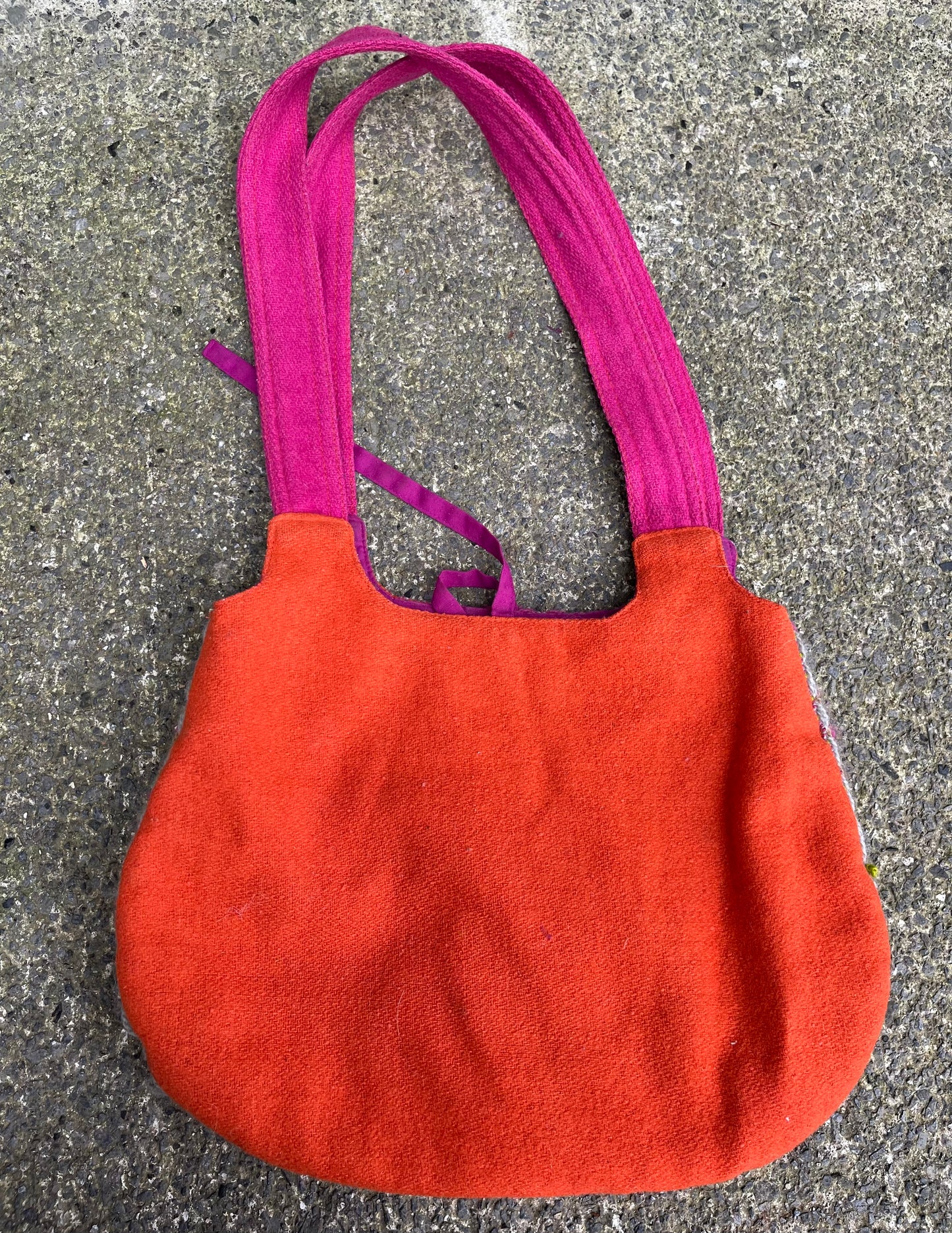 Orange&pink embroidered bag