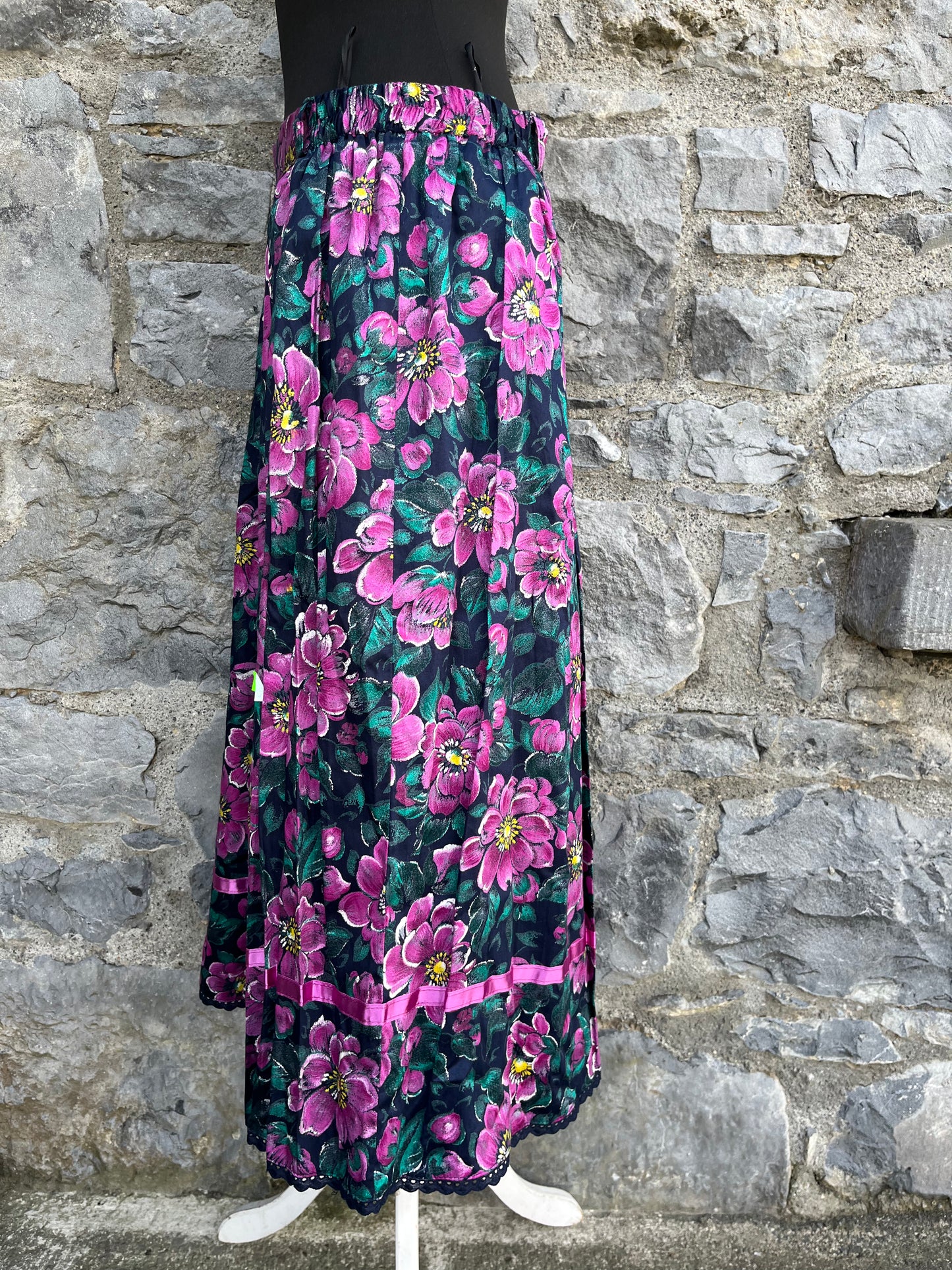 80s folk floral skirt uk 10-14